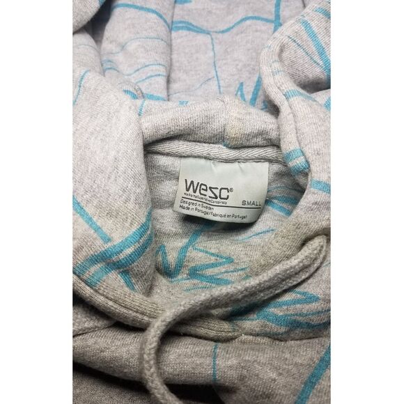 WESC|Geometric Pattern Grey Drawstring Hoodie, SMALL - Picture 6 of 8